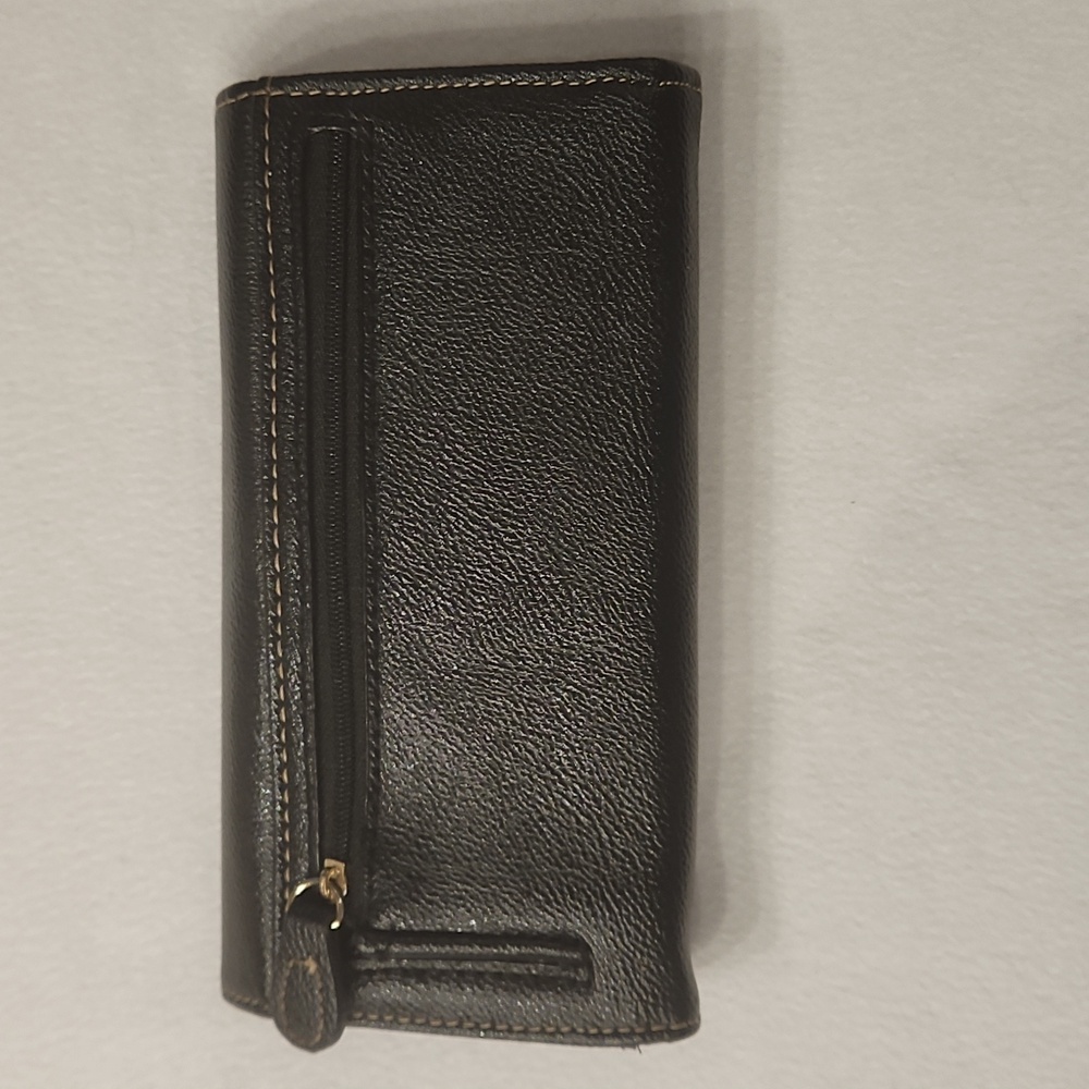 New Never Been Used No Tag Black Wallet with Gold Accent & Tortoise Shell Clasp - Picture 4 of 11